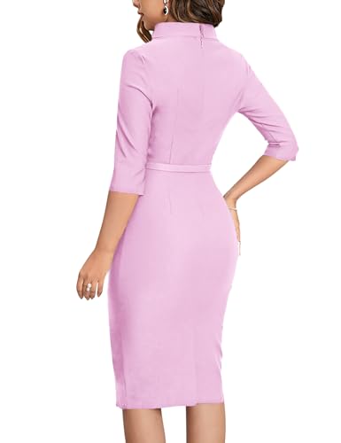 Image of MUXXN Women's 1950s Vintage 3 /4 Sleeve Elegant Collar Cocktail Evening Dress