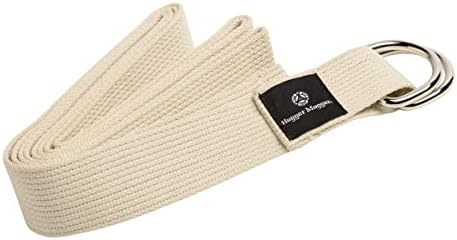 Hugger Mugger 8 ft. D-Ring Cotton Yoga Strap - Natural - Super Strong Cotton, Metal D-Ring Buckle, Great Length for Average Height Practitioners