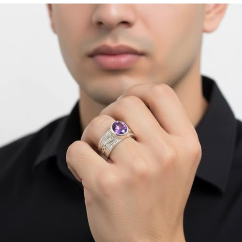Image of 55Carat Choose Your Color Genuine Gemstone Sterling Silver Ring Band Vintage Handmade Jewelry Sizes 5-12