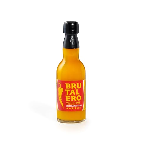 Brutalero Scorpion Yellow 100 ml – Salsa Picante Fermentada Ultra Fuerte – 80 % Fatalii y Trinidad Scorpion Yellow – Artesanal de Croacia