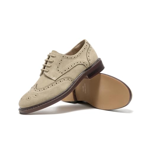 Image of BEAU TODAY Oxford Shoes for Women,Leather Brogue Dress Shoes,Comfort Brethable Ladies Lace-up Handmade Wingtip Shoes for Business Work