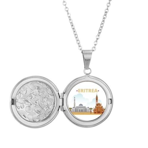 Collier médaillon château Érythrée bijou hypoallergénique anti-ternissement