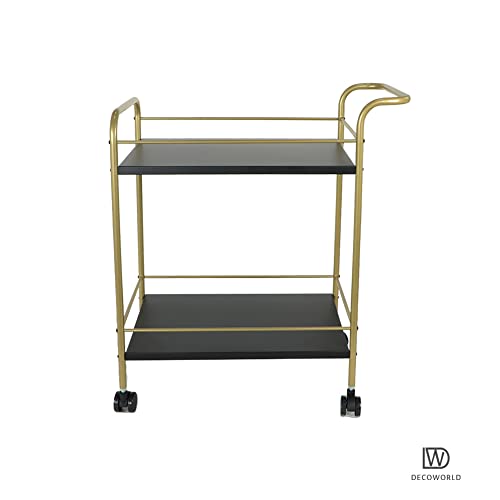 Image of DECOWORLD|| Premium Metal Kitchen Serving Trolley with Wheels|| Barcart Trolley, Serving Trolley, Utility Cart with Wheels for Kitchen, Dining Room, bar or Living Room