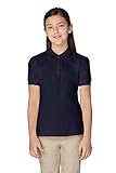 French Toast Big Girls Short Sleeve Stretch Pique Polo, Navy, X-Large/14/16