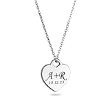 Personalized Couple Name Initial Date Engraved Necklace for Women, Custom Dainty Name Letter Anniversary Necklace for Couple, Customized Jewelry Heart Pendant Necklace Christmas Mother's Day Gifts.