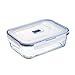 Luminarc 9207678 Pure Box Active - Recipiente Hermético Rectangular, Vidrio, 1.97 L, Color Transparente Y Azul, 22 x 16 x 7cm