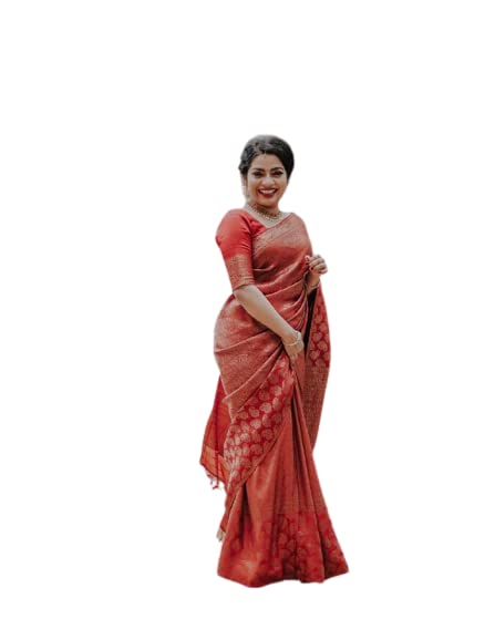 Flosive Women's Present Banarasi Soft Lichi Silk Saree Beautiful Jacquard Rich Pallu Design Work Zari Woven Kanjivaram Silk Style Saree With Soft Lichi Silk Blouse Piece Ayn Royal Mix (Red).
