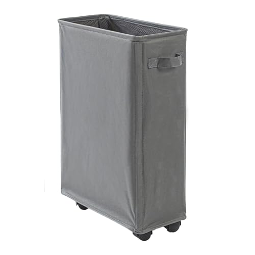 Cesta de lavado grande y delgada con ruedas, cubo plegable de 42 L, accesorio de almacenamiento de ropa de esquina estrecha, módulo de lavandería sucia, accesorio de cesta duradero, organizador de