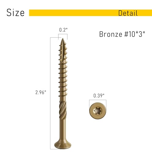 Image of 100pcs Deck Screws #10 x 3 Inch Wood Screw Star /Trox Drive Structural Screw for Timber, Log, Landscaping Wood Etc.