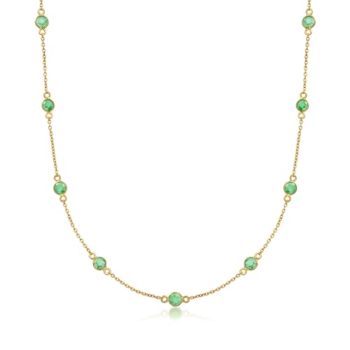 Ross-Simons 2.20 ct. t.w. Emerald Station Necklace in 18kt Gold Over Sterling