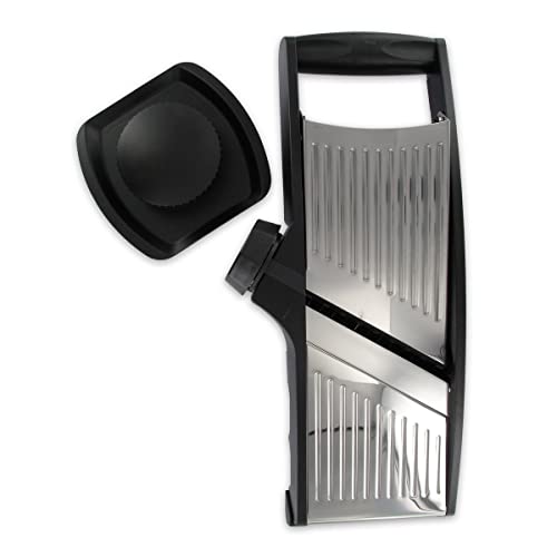 Fackelmann Mandoline Professionnelle, Mandoline Manuelle, Tranchage Légumes, Inox, Noir, 38 x 12 x 12 cm