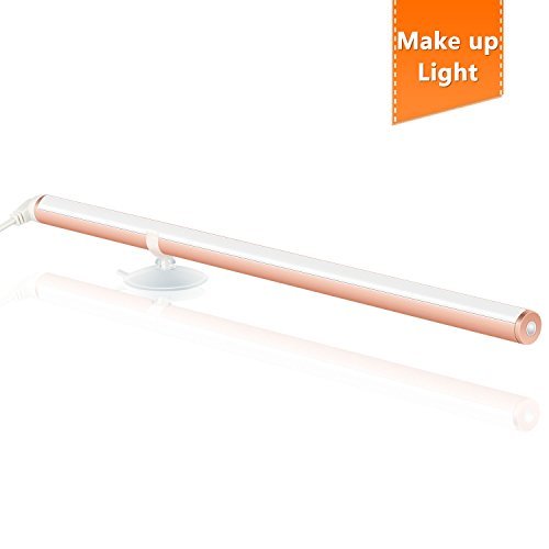 NovoLido LED Makeup Light with 3-Level Brightness Dimmable, 11.8 Inch Portable LED Vanity Mirror Light Kit with Adapter and Cable, 6500K, Touch and Switch Control, 360 Degree Rotation, Rose Gold