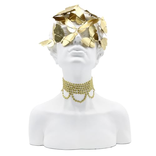 Lukitas Lady Bust Figurine Home Decor, Art Butterfly Princess Statue and Sculpture, Creative Desktop Decoration for Office Living Room, White, Resin 14''
