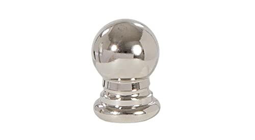 Image of B&P Lamp Solid Brass Sphere Style Polished Nickel Finial, 1 Inch Height, 1 /4-27 Tap