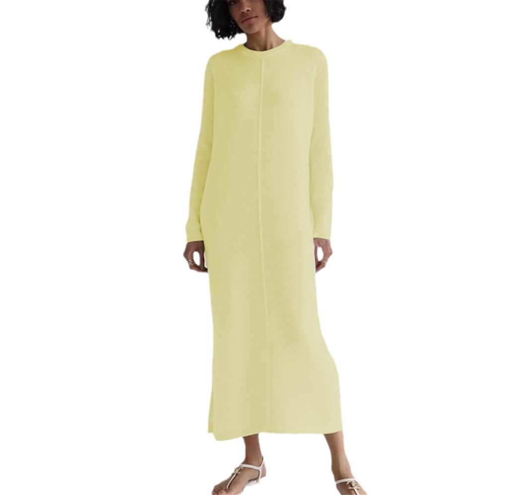 Robe en tricot jaune FULBHPRINT pour un confort sans pli
