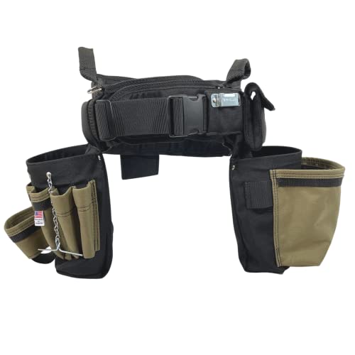 Boulder Bag Ultimate Electrician's Max Combo With Comfort Back Support Tool Belt, Quick Release Buckle, Heavy Duty Work Belt, Tan (Medium 28-32 Inch Waist), Made In Usa #TOP2