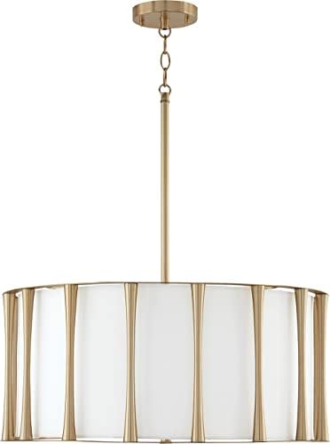 Capital Lighting 344641MA Bodie Modern Frosted White Fabric with Acrylic Diffuser Pendant Ceiling Light Fixture, 4-Light 400 Total Watts, 11" H x 25" W, Matte Brass