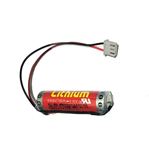 2 Pack PLC Battery Replacement for FX PLC with Plug MAXELL ER6C AA 3.6V 1800mAh F2-40BL