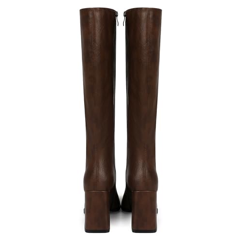 Square Toe Knee High Boots Women Chunky Block Heel Dress Tall Boots for Women High Heel GoGo Long Boots4