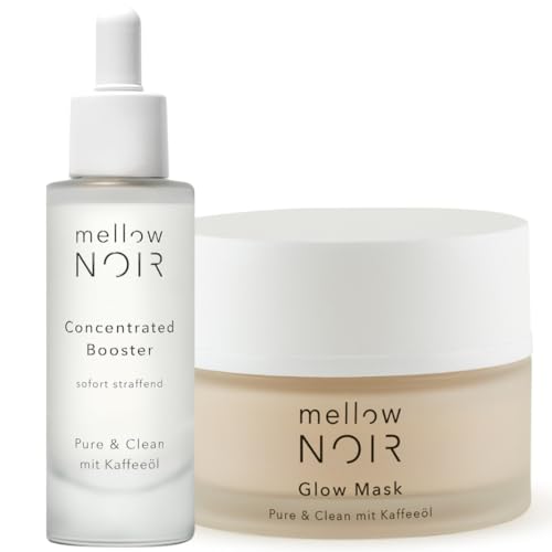 mellow NOIR Anti-Falten Nachtpflege Duo - Hyaluronserum mit täglicher Nachtcreme - Sofort Straffend, Reduziert sichtbare Poren & Rötungen - Für eine ebenere Haut - Vegan - zertifizierte Naturkosmetik