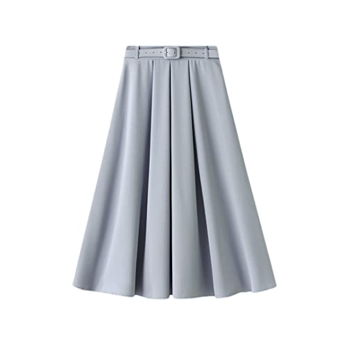 Jupe plissée taille haute pour femme couleur bleu uni taille unique