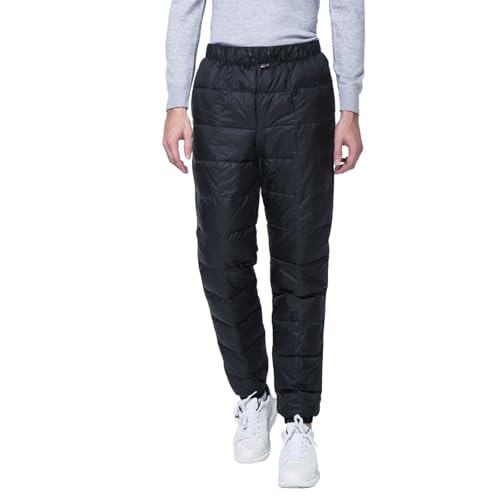 Tumjay Down Pants Mens Winter Warm Loose Utility Puffer Pants Outdoor Insulation Compression Ski Snow Pants (Small Black)
