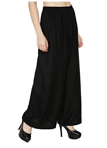 prabha creations Women's 100% Pure & Soft Rayon Palazzo (28" to 40" inch Waist Size) Black-picture-20