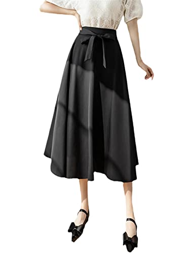 Jupe trapèze taille haute pour affiner la silhouette en noir uni taille 36