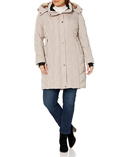 Calvin Klein Womens Plus Sized Zip Front Polyfill Coat, THI, 1X