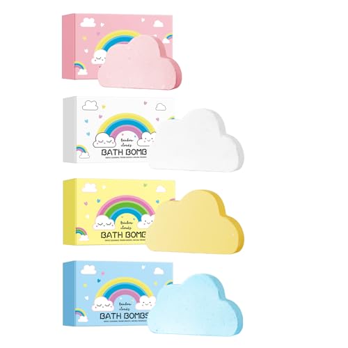 Bolas De Sal De Baño Nube Arcoíris - Pack De 4 Unidades (4x120g) - Bombas De Baño Relajantes Con Aceites Esenciales - Hidratantes Y Aromáticas - Colores Vibrantes Para Adultos Clouds Bath Salt Balls