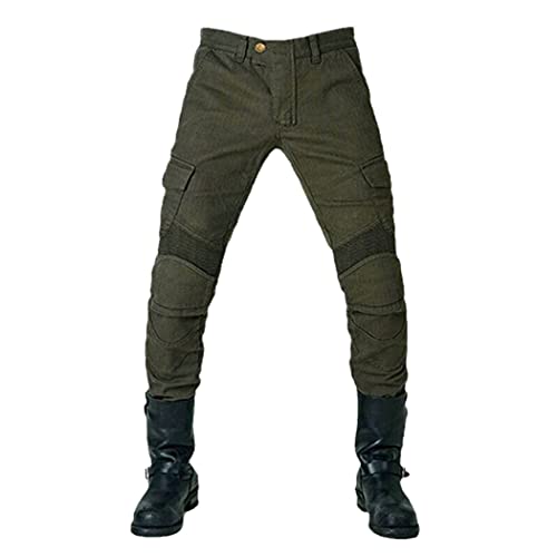 Pantalon de moto pour homme vert armée XXL avec protections en silicone