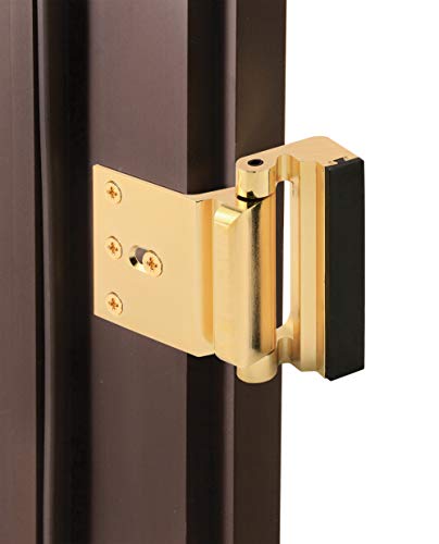 Image of Prime-Line U 11442 Door Reinforcement Lock - Add Extra, High Security to your Home and Prevent Unauthorized Entry - 3 inch Stop, Aluminum Construction, Polished Brass (Single Pack)