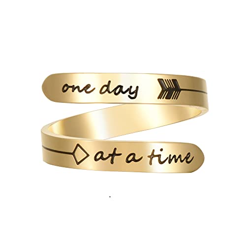 Vrycot Stainless Steel Encourage Ring Adjustable Steel Gold Keep Going Ring Inspirational Opening Stacking Cute Band Jewelry