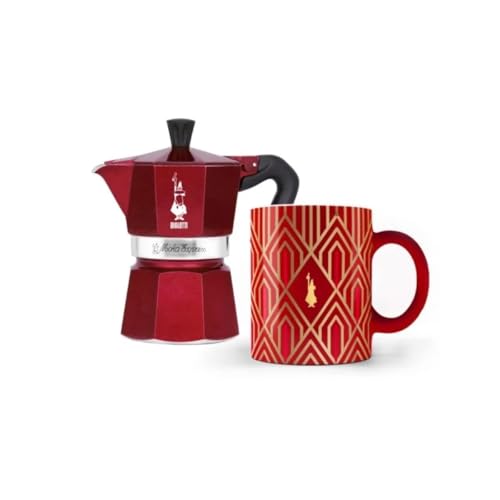 Bialetti Moka Express 3-Cup Red with Mug (Limited Edtion)