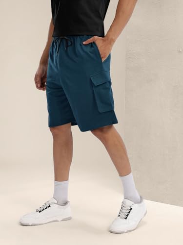 Image of Pinkmint Cargo Shorts for Men Pack of 2 Cotton Lycra Training Gym Shorts for Men Casual Workout Lightweight Summer Shorts with Dual Side Pockets Half Pant for Running, Gym, Walking, Travel