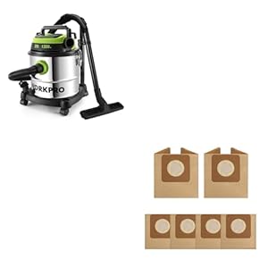 WORKPRO 1200 W 20 L Wet and Dry Vacuum Cleaner with HEPA, 3-in-1 Blower Function & 6 Pieces Replacement Vacuum Bags Dust Bag