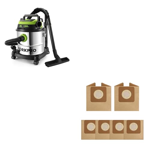 WORKPRO 1200 W 20 L Wet and Dry Vacuum Cleaner with HEPA, 3-in-1 Blower Function & 6 Pieces Replacement Vacuum Bags Dust Bag