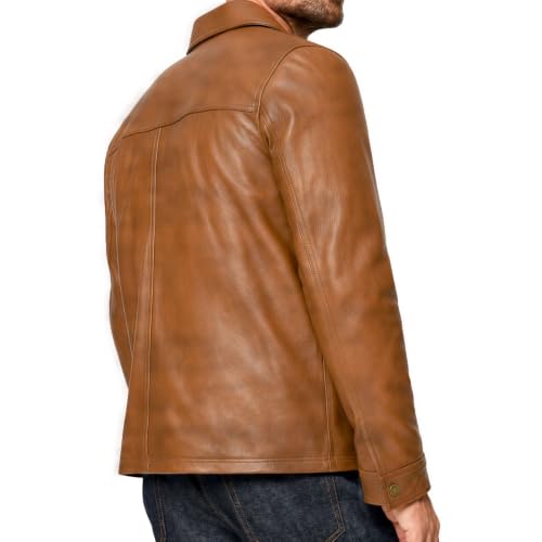 Image of Isaac & David Chicago Men's New Black /Brown Lambskin Leather Classic Open Bottom Jacket Motorcycle Vintage Racing Jacket