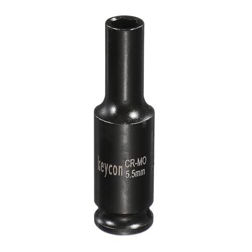 Image of sourcing map 6 Point Deep Impact Socket 1/4 Inch Drive 5.5mm Metric Standard Socket Cr-Mo Steel Spindle Axle Hex Nut Bolt Sockets for Auto Machine Repair