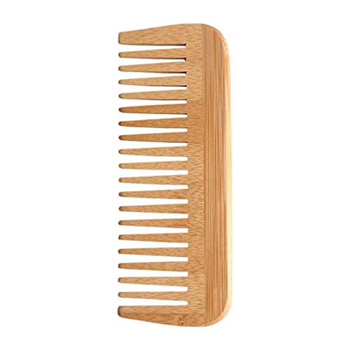 Peine de bambú para el pelo de dientes anchos, peine desenredante para cabello húmedo y seco