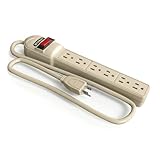 STANLEY Indoor Surge Protector Power Strip 6 Outlets 245 Joules 2.5 Ft 14/3 AWG Cord Type B Plug 125 V Circuit Breaker Surge Indicator Light White Mountable Extension Cord for Home and Office Use