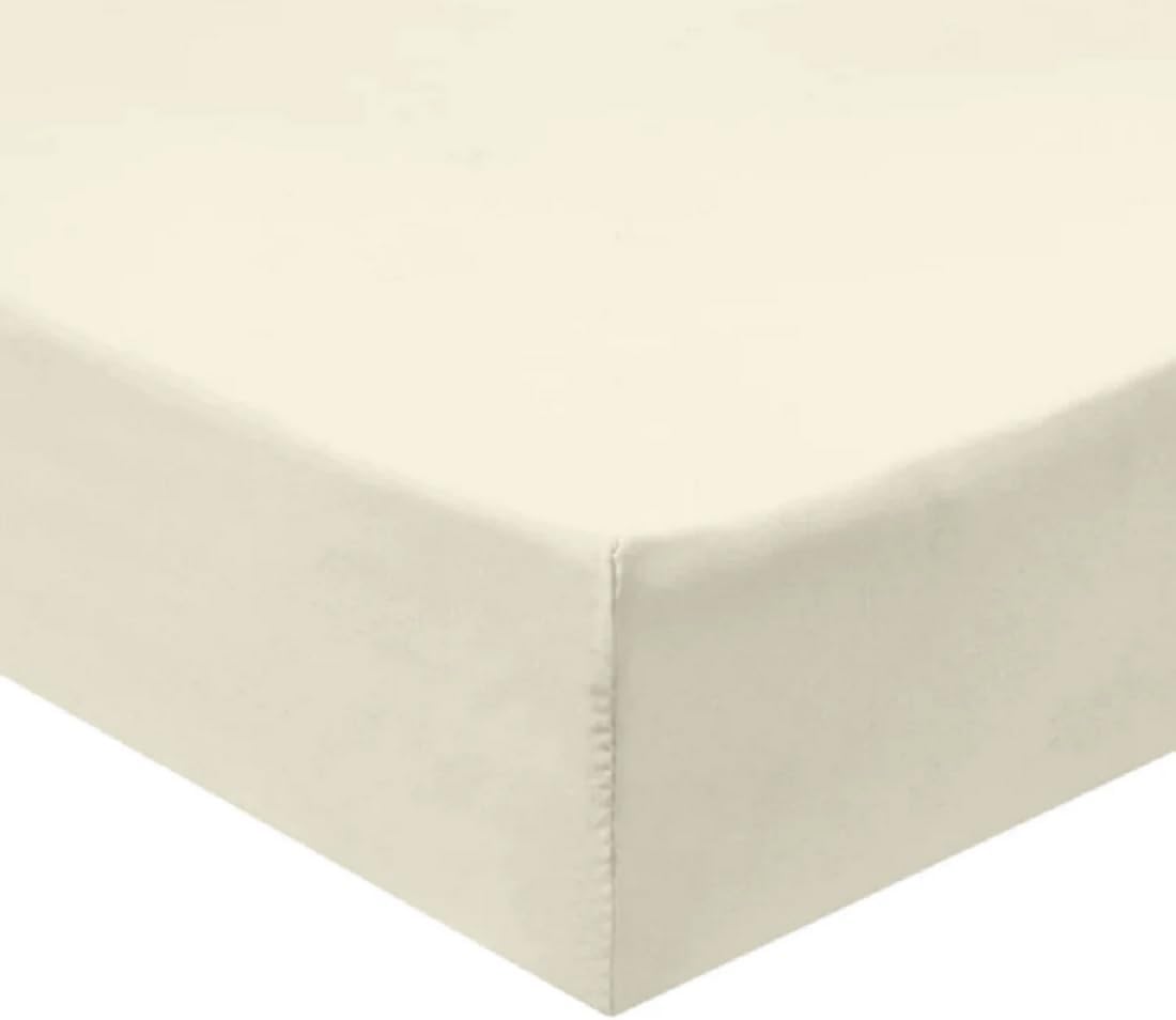 Set of 2 Soft Cotton Sateen Crib Fitted Sheets Only 28" W x 52" L (Ivory) Made in USA