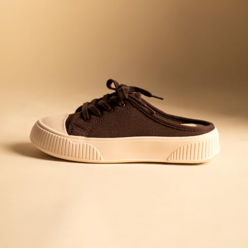 Image of Theater Women Elves Lace-Up Mule Sneakers | Canvas Upper with Cushioned Sole | Lightweight Comfort for Casual & Travel Styling
