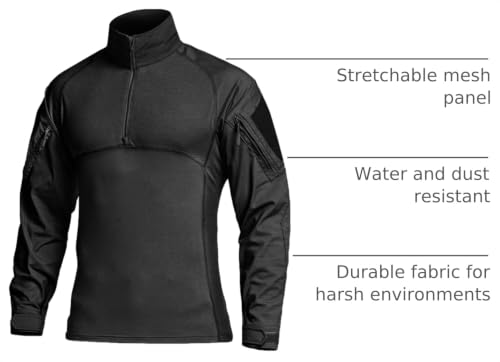 Image of CQR Men's Tactical Combat Shirt, 1 /4 Zip Long Sleeve Breathable Military BDU Training Top for Shooting, Hunting, Range Use