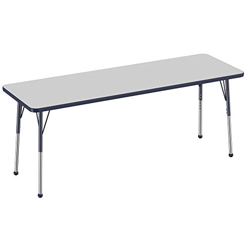 FDP 24" x 72" Rectangle Table with Ball Glide Legs - Gray/Navy, 10016-GYNV
