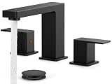 FORIOUS Black Bathroom Faucet 3 Hole, Matte Black Bathroom Sink Faucet 8 Inch Widespread, 2 Handle for Restroom Sink with Pop Up Drain, CUPC...