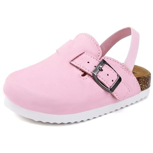 Image of Torotto Kids Suede Clogs Toddler Boys Girls Cork Footbed Clogs with Arch Support & Adjustable Straps for Indoor & Outdoor