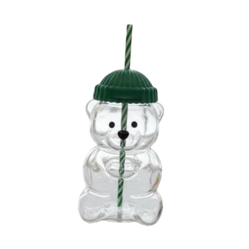 Image of Bear Glass Cup Drink Bottle Adorable Drinking Cup for Kitchen Party Home Bar