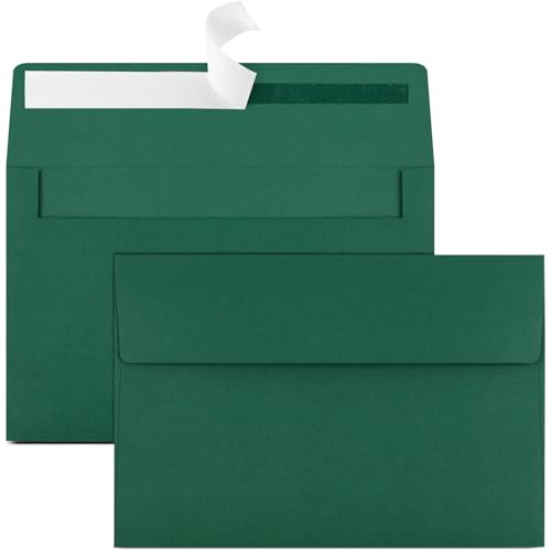 Image of 65 Packs 4x6 Envelopes A4 for Invitations, Printable Envelope Self Seal For Weddings, Invitations, Photos, Greeting Cards, Mailing (Dark Green)