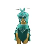 Yhwacyznm Vestidos De Baile Latino Y Tango con Cuello Halter para Mujer Ropa De Baile para Cha Cha Traje Profesional De Competición para Rumba Y Samba,A,M